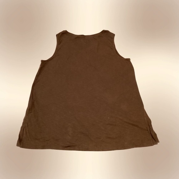 J.Jill Brown Pima V-Neck Sleeveless Tunic Shirt - Picture 2 of 2